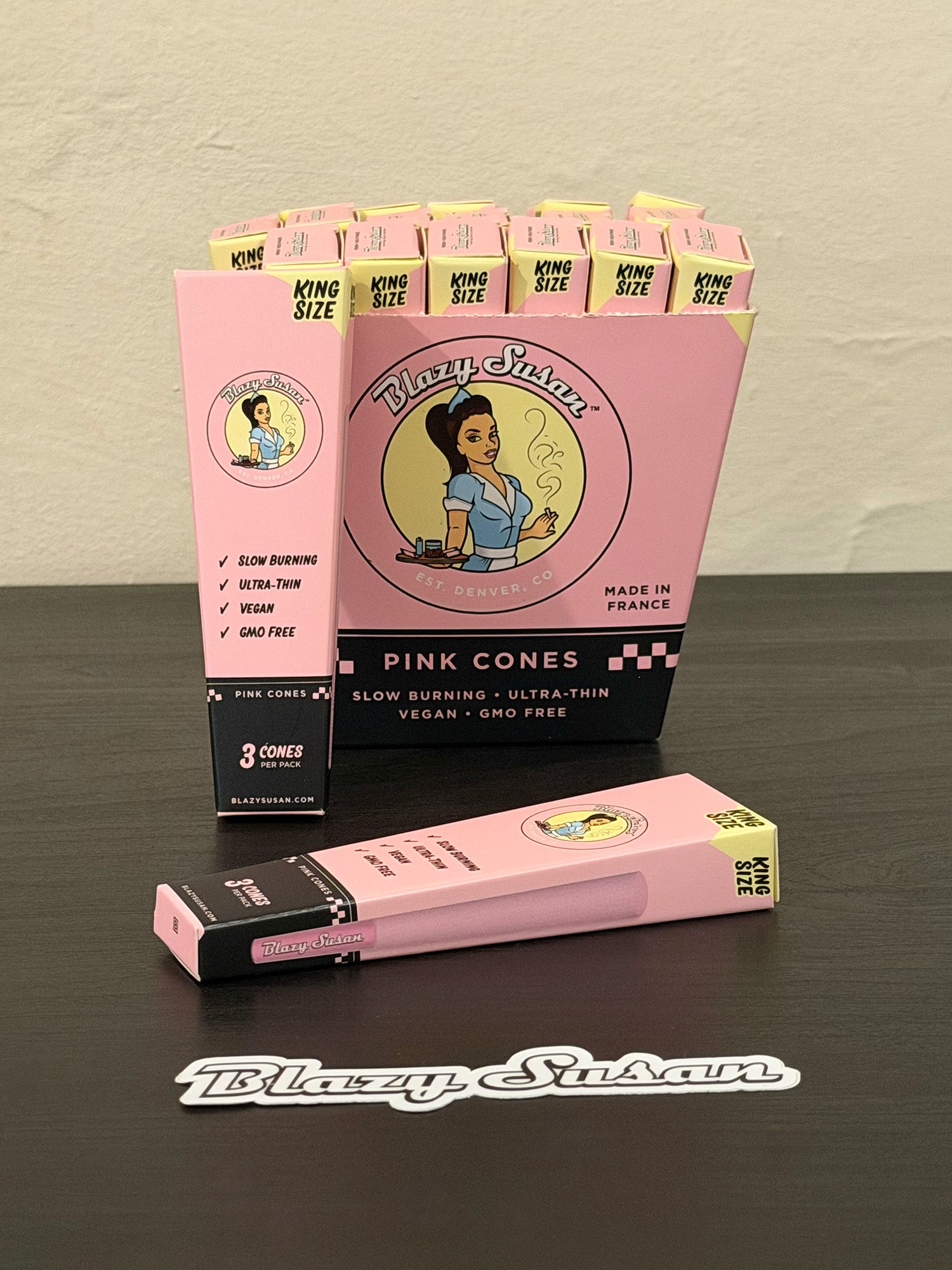 Blazy Susan Conos Pre Rolados King Size Rosa | Pack de 3