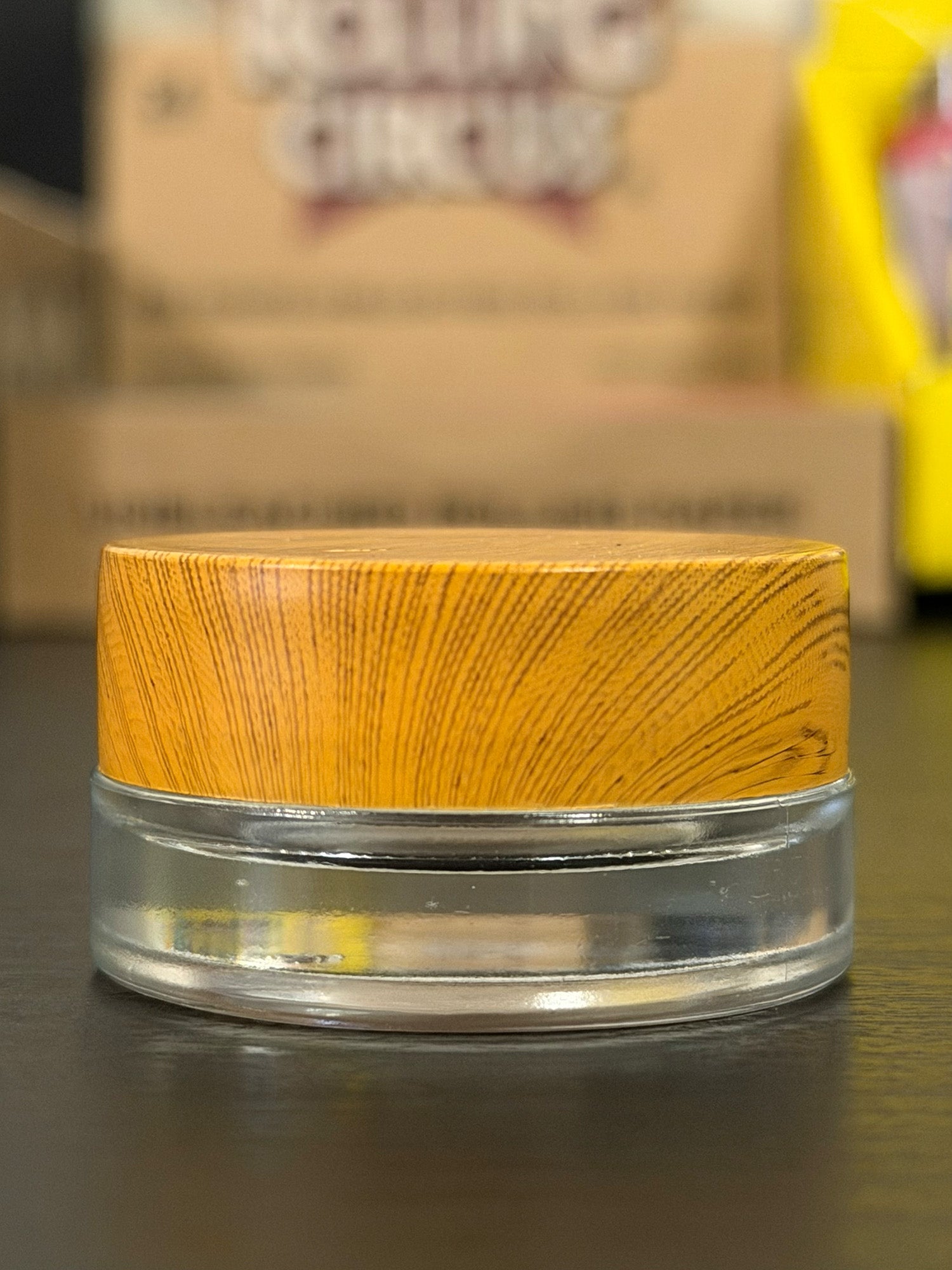 Contenedor Hermético de Vidrio con Tapa Tipo Madera | 40 mm