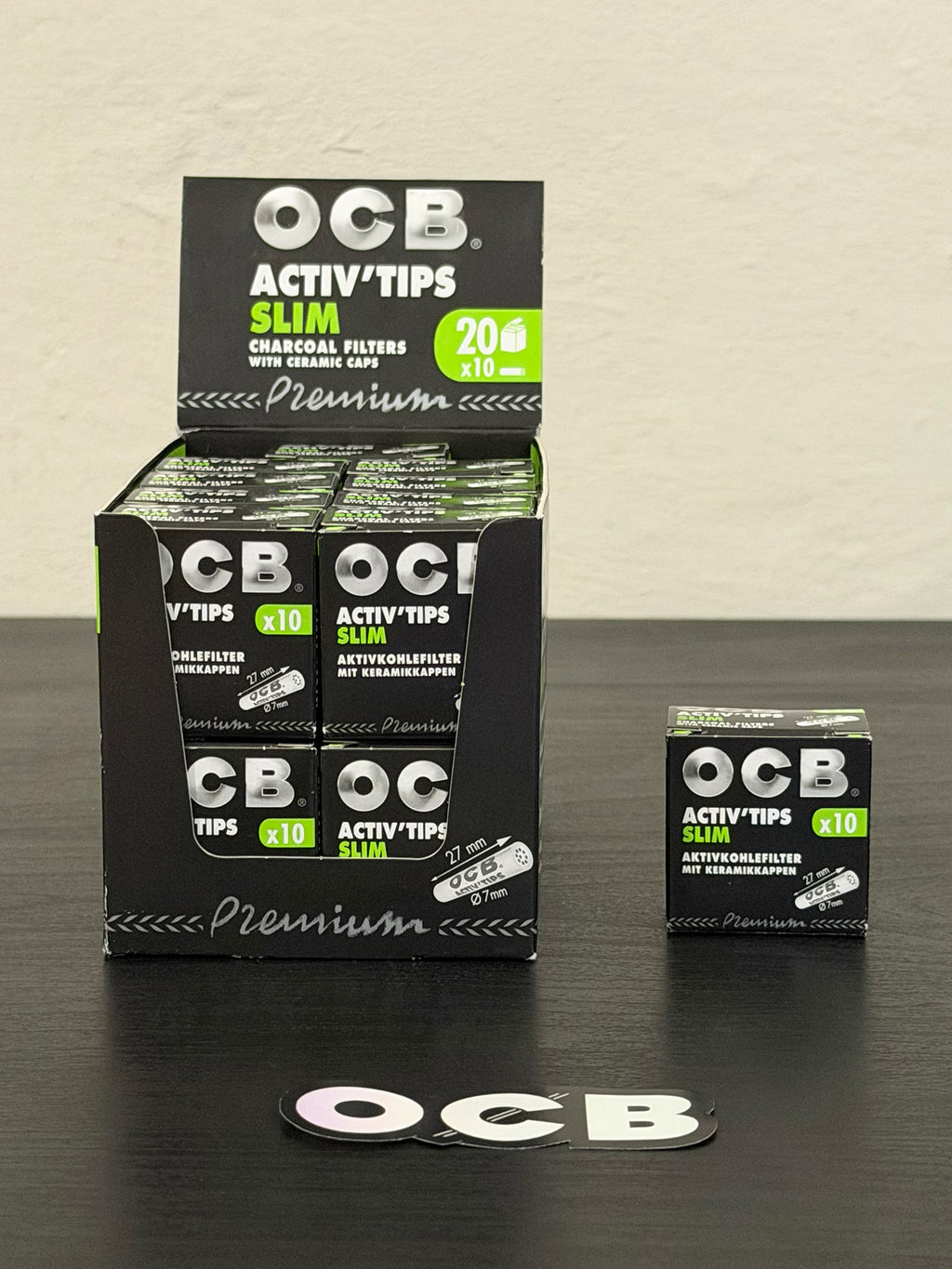 OCB Activ Tips Slim Carbón (con tapas de cerámica) | 10 piezas