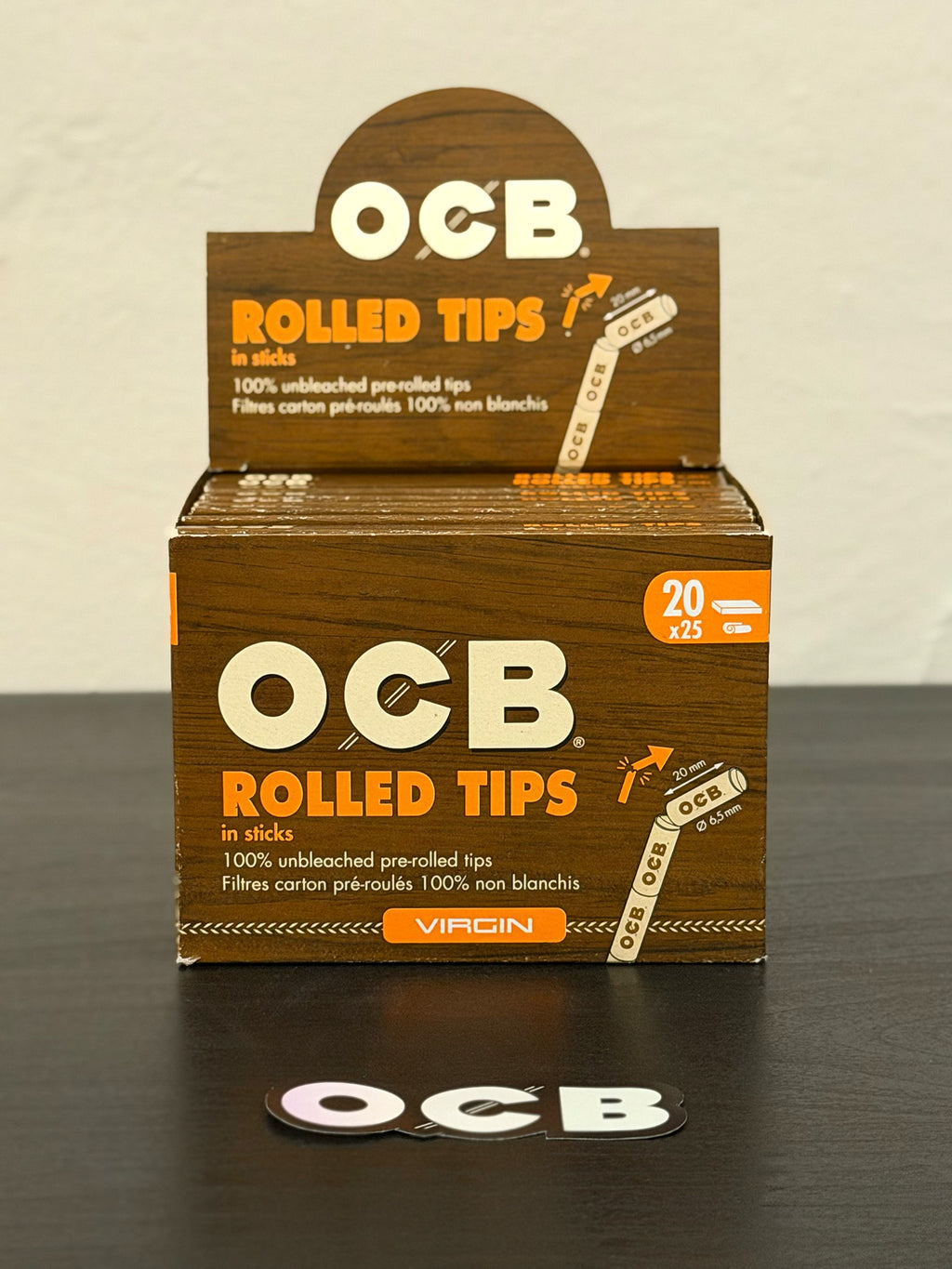 OCB Rolled Tips Virgin Pre-Rolled Sticks | 25 piezas