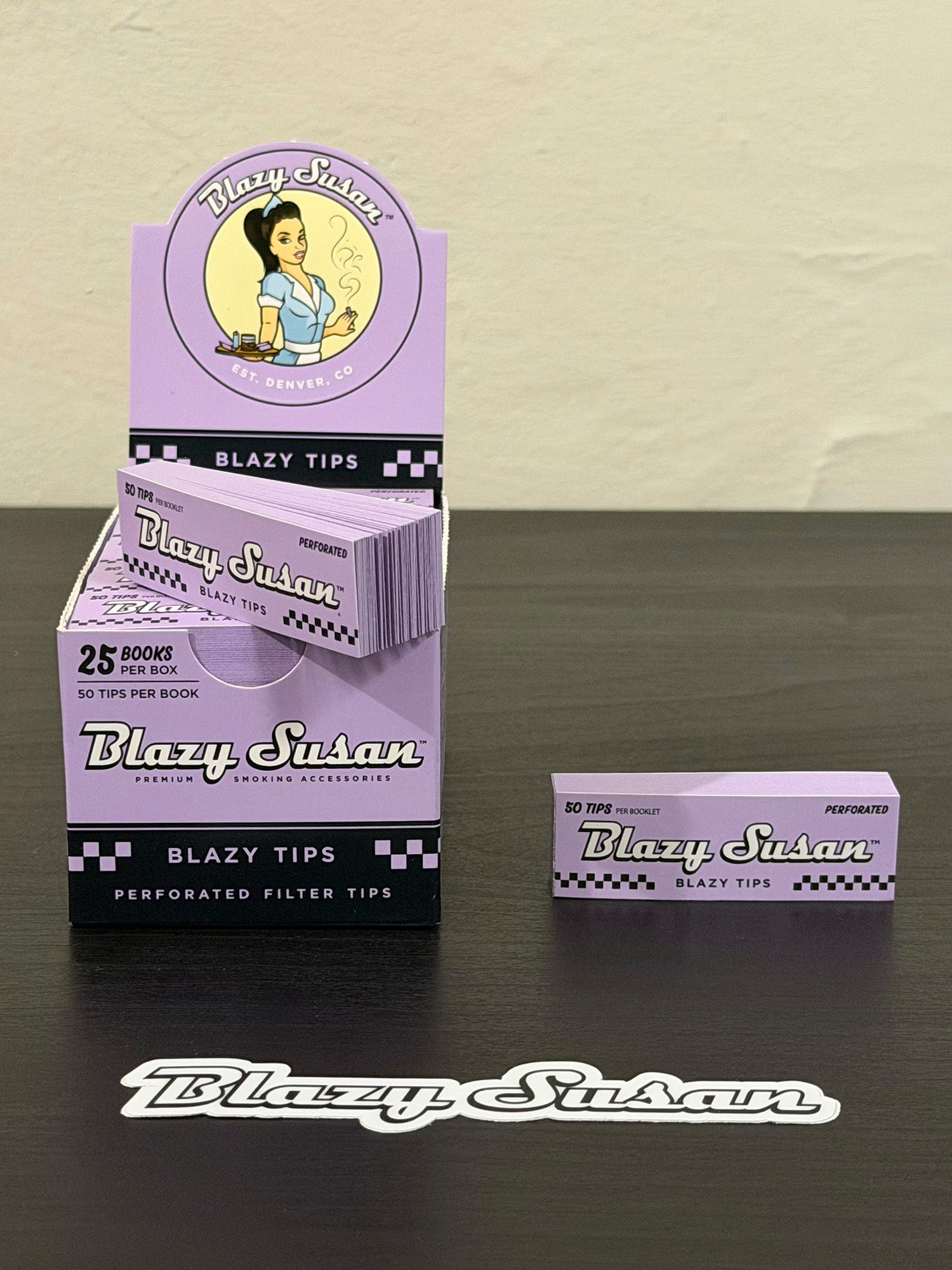 Blazy Susan Filter Tips Perforados Morado | 50 piezas